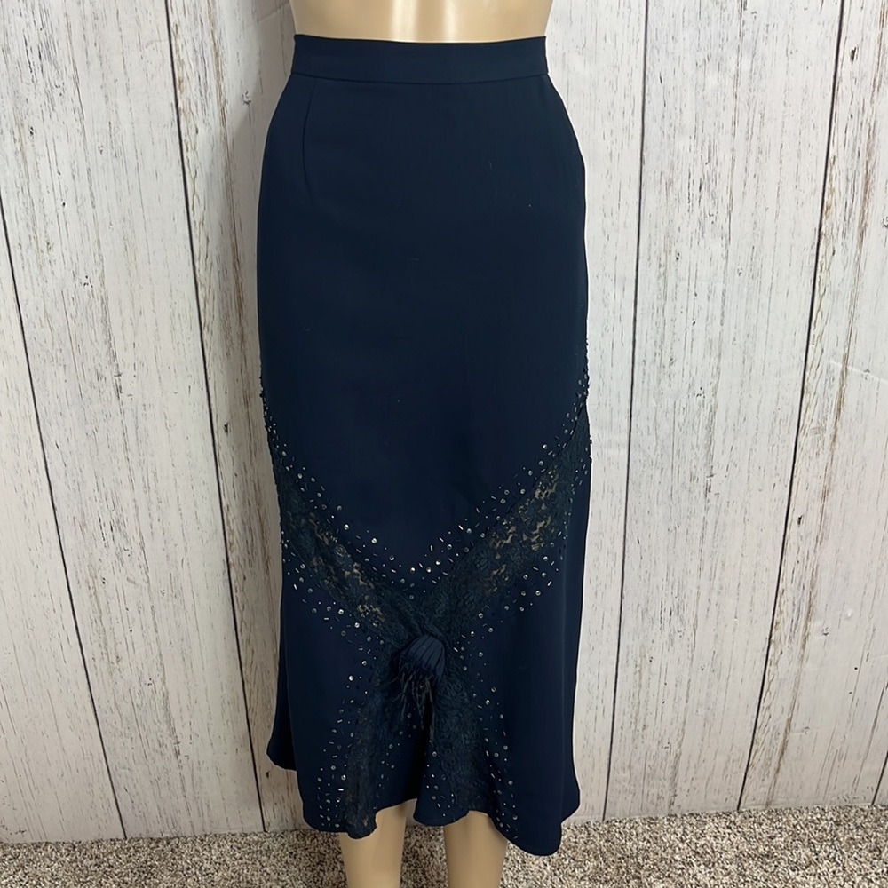 Mother of the Bride Navy Blue Skirt Set Beaded Size 16 - Picture 15 of 16
